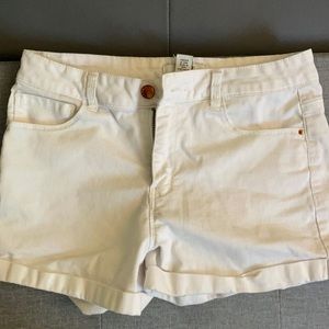 Forever 21 white shorts with rose gold button